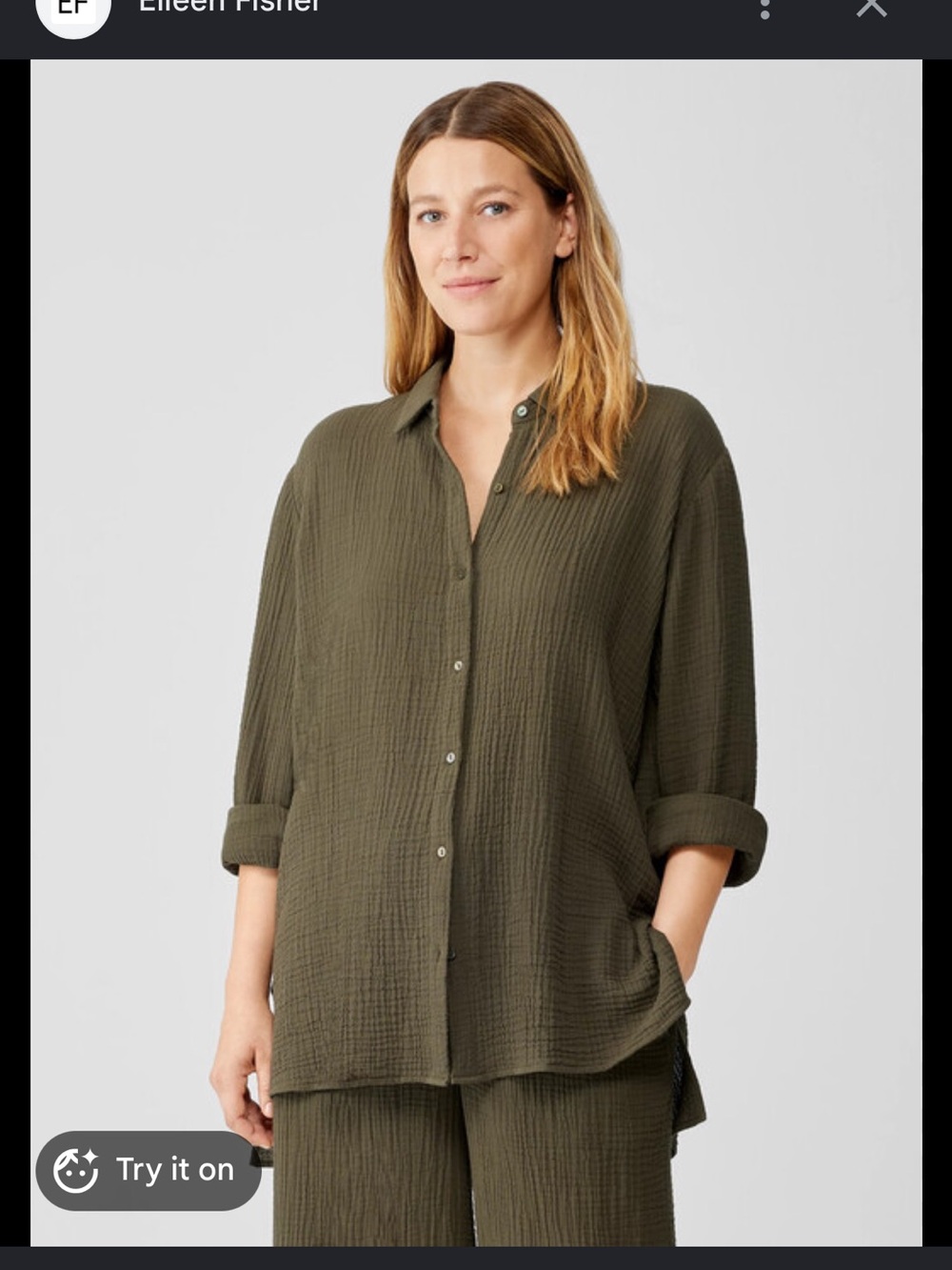 Eileen Fisher Organic Cotton Gauze Collar Shirt